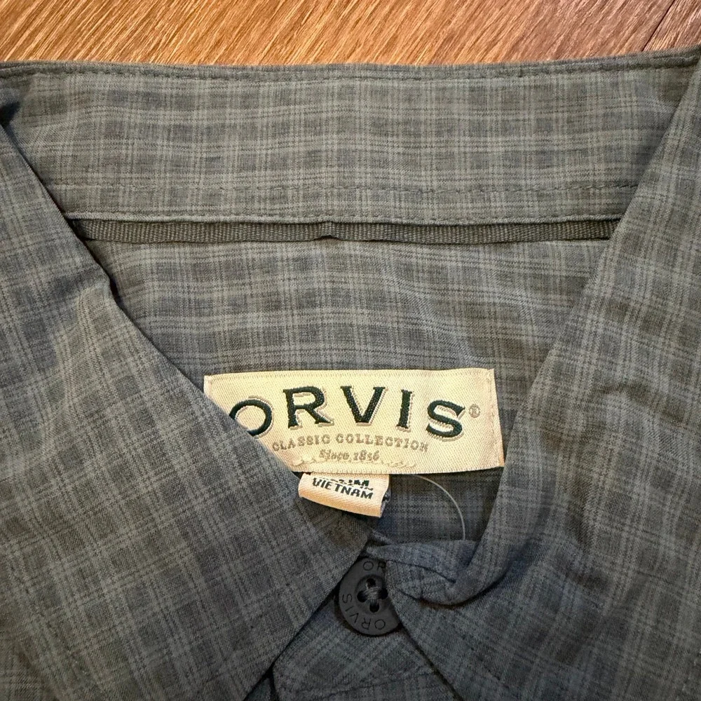Orvis Classic Short Sleeve Tech Shirt Green/Gray Plaid‎ Mens Medium NWT